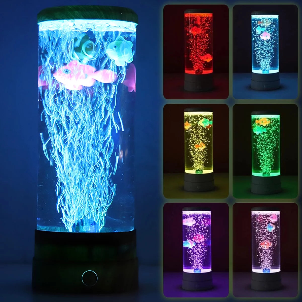 LED Fish Lamp round with Vibrant 6 Color Changing Light Effects. the Large Sensory Synthetic Jelly Fish Tank Aquarium Mood Lamp.Ideal Gift